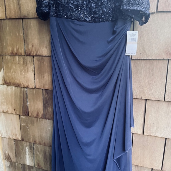 Alex Evenings Long Empire Waist Dress Soutache Bodice Cascade Ruffle Skirt 10 - Picture 8 of 15